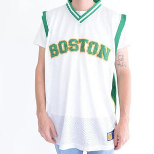 VTG 80S  LM Authentic Collection White Green Boston Celtics Basketball Jersey XL